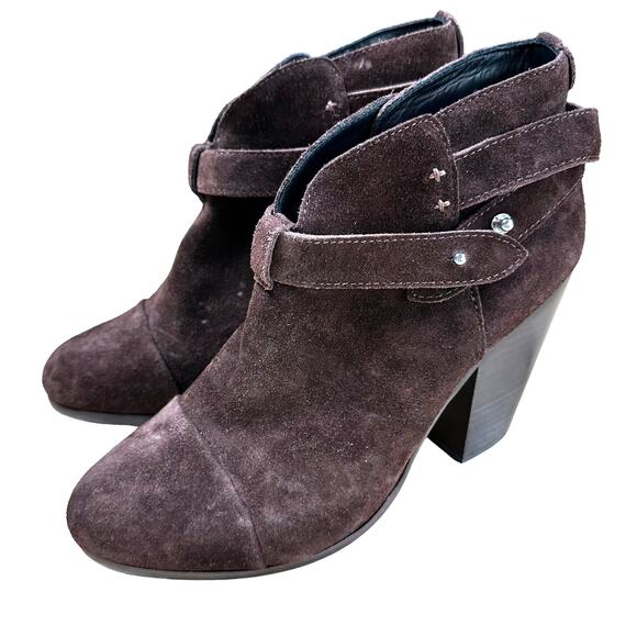 Rag & Bone NWOB Harrow Brown Suede Bootie Size 38.5 (US 8.5) Slip On Wrap Strap - Picture 4 of 8